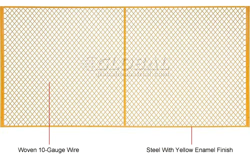 Global Industrial Machinery Wire Fence Partition Panel, 10'W, Yellow - Image 6