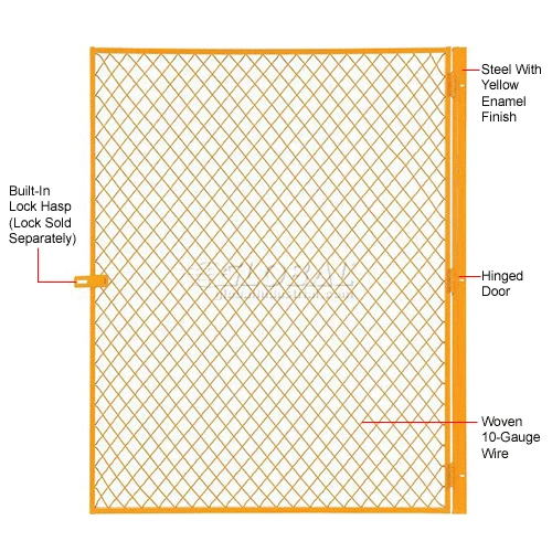 Global Industrial Machinery Wire Fence Partition Hinged Door, Yellow - Image 6