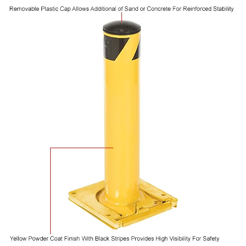 Global Industrial™ Removable Steel Bollard With Removable Plastic Cap 5.5''x24''H - Image 6