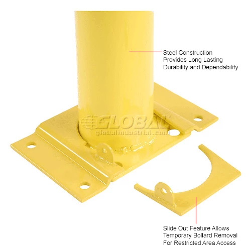 Global Industrial™ Removable Steel Bollard With Removable Plastic Cap 5.5''x42''H - Image 5