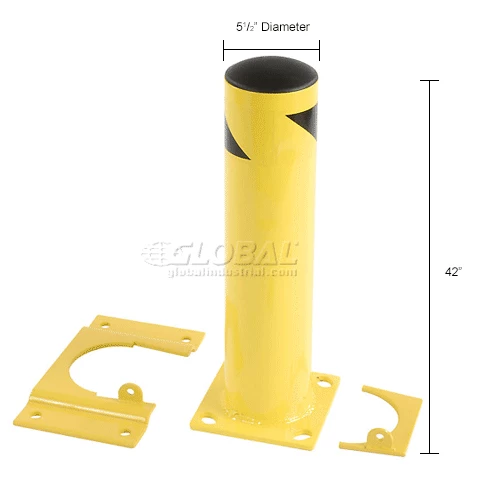 Global Industrial™ Removable Steel Bollard With Removable Plastic Cap 5.5''x42''H - Image 7