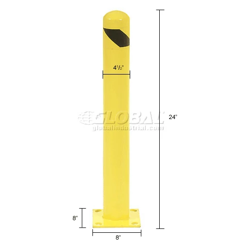 Global Industrial Floor Mount Round Safety Bollard, 4-1/2" Dia. x 24"H, Yellow - Image 7