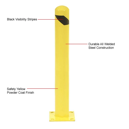Global Industrial Floor Mount Round Safety Bollard, 4-1/2" Dia. x 24"H, Yellow - Image 4