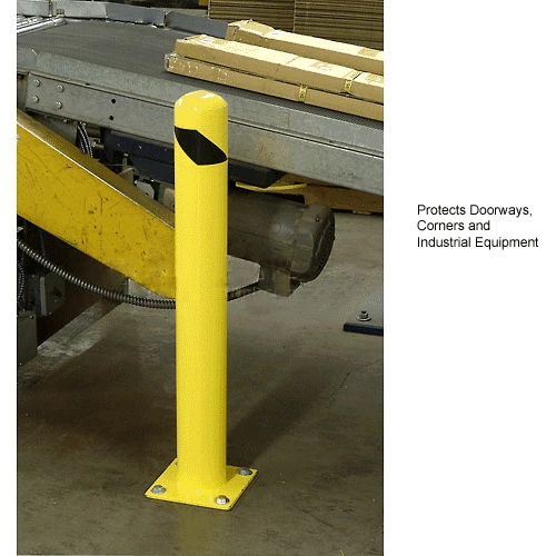 Global Industrial Floor Mount Round Safety Bollard, 4-1/2" Dia. x 24"H, Yellow - Image 5