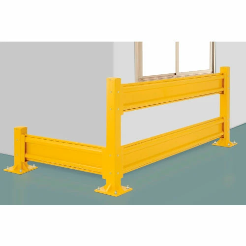 Global Industrial Protective Steel Guard Rail, 9'L, Yellow - Image 6