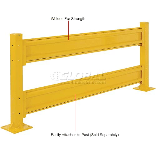Global Industrial Protective Steel Guard Rail, 9'L, Yellow - Image 8