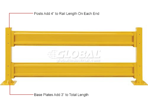 Global Industrial Protective Steel Guard Rail, 9'L, Yellow - Image 9