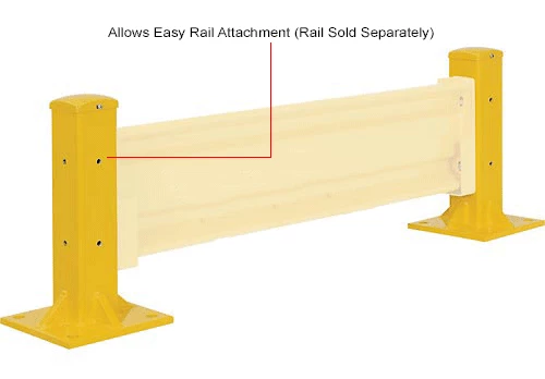 Global Industrial™ Protective Steel Barrier Post For Single Rail, 18"H , Yellow - Image 6