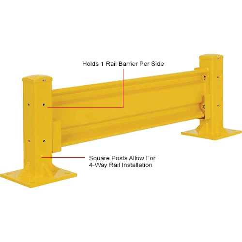 Global Industrial™ Protective Steel Barrier Post For Single Rail, 18"H , Yellow - Image 7