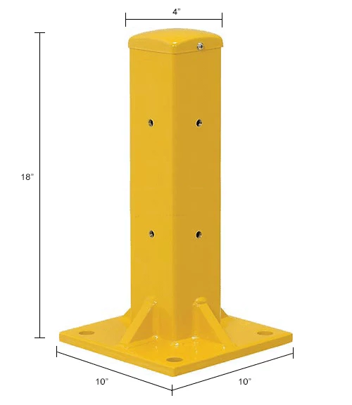 Global Industrial™ Protective Steel Barrier Post For Single Rail, 18"H , Yellow - Image 8