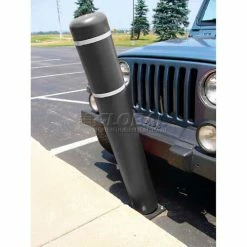 FlexPost 72"H FlexBollard - Concrete Installation - Black Cover/White Tapes