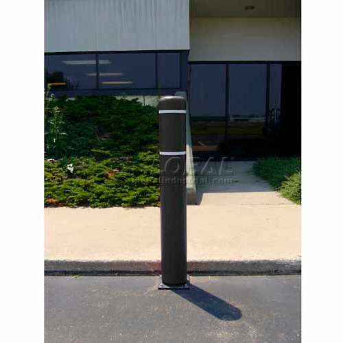 FlexPost 72"H FlexBollard - Concrete Installation - Black Cover/White Tapes - Image 2
