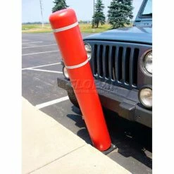 FlexPost 72"H FlexBollard™ - Asphalt Installation - Red Cover/White Tapes