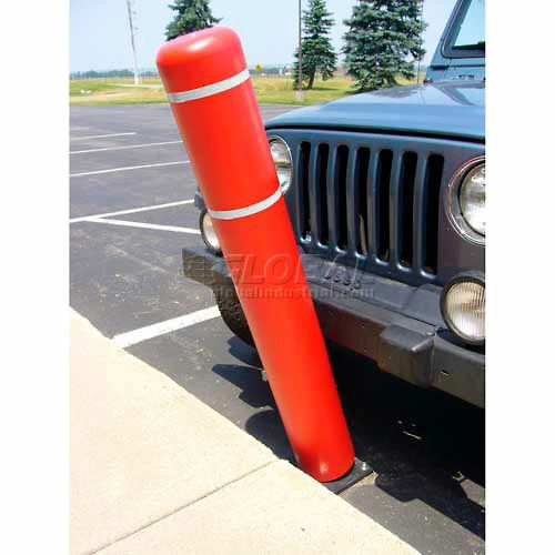FlexPost 72"H FlexBollard - Asphalt Installation - Red Cover/White Tapes