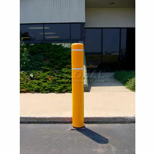 FlexPost 72"H FlexBollard - Asphalt Installation - Yellow Cover/White Tapes - Image 2