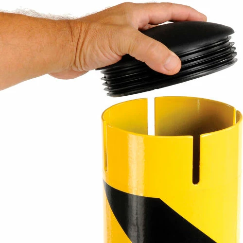 Global Industrial Steel Bollard W/Removable Plastic Cap & Chain Slots For Underground 5.5x24 - Image 4