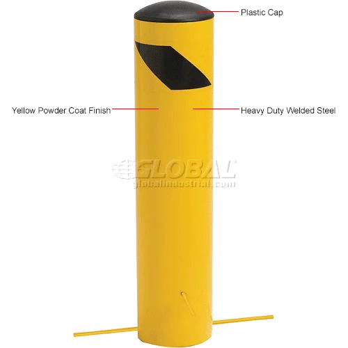 Global Industrial Steel Bollard W/Removable Plastic Cap & Chain Slots For Underground 5.5x24 - Image 8