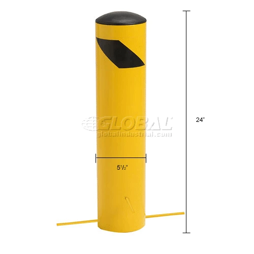 Global Industrial Steel Bollard W/Removable Plastic Cap & Chain Slots For Underground 5.5x24 - Image 11