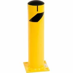 Global Industrial™ Steel Bollard w/Chain Slots & Removable Cap, 5-1/2"Dia. x 24"H, Yellow
