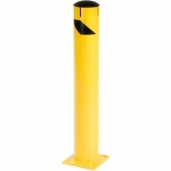 Global Industrial™ Steel Bollard w/Chain Slots & Removable Cap, 5-1/2"Dia. x 36"H, Yellow