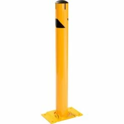 Global Industrial™ Steel Bollard with Base W/Removable Plastic Cap & Chain Slots, Yellow, 42''H