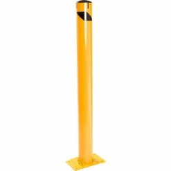 Global Industrial™ Floor Mount Round Safety Bollard With Plastic Cap w/Base, Yellow,5.5''x60"H
