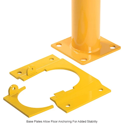 Global Industrial Floor Mount Round Safety Bollard With Plastic Cap w/Base, Yellow,5.5''x60"H - Image 10