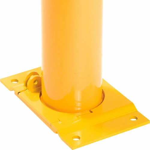Global Industrial Floor Mount Round Safety Bollard With Plastic Cap w/Base, Yellow,5.5''x60"H - Image 3
