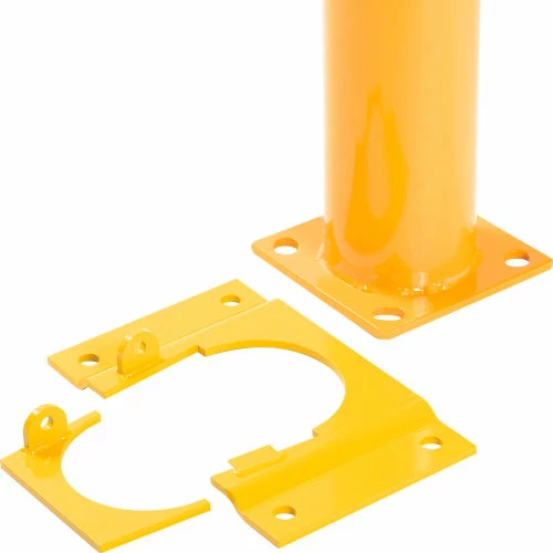 Global Industrial Floor Mount Round Safety Bollard With Plastic Cap w/Base, Yellow,5.5''x60"H - Image 4