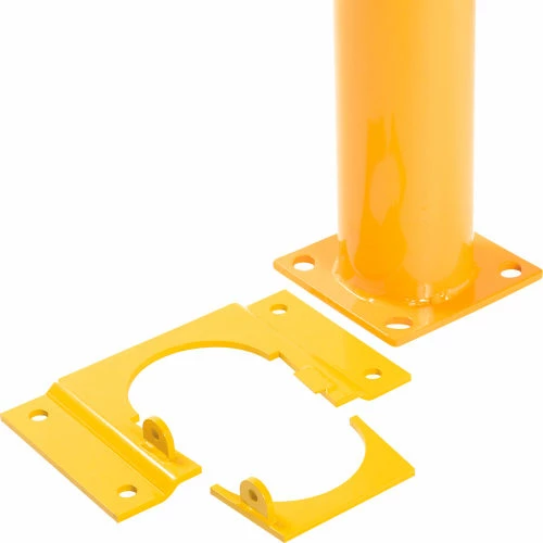 Global Industrial Floor Mount Round Safety Bollard With Plastic Cap w/Base, Yellow,5.5''x60"H - Image 5