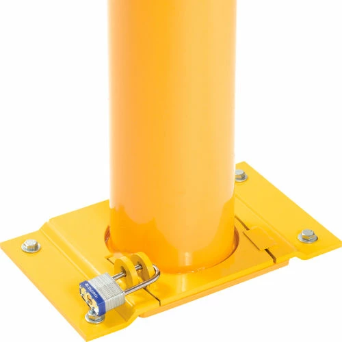 Global Industrial Floor Mount Round Safety Bollard With Plastic Cap w/Base, Yellow,5.5''x60"H - Image 6