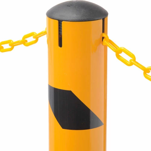 Global Industrial Floor Mount Round Safety Bollard With Plastic Cap w/Base, Yellow,5.5''x60"H - Image 7
