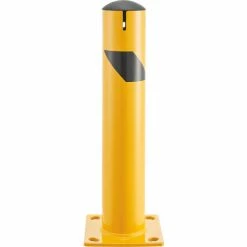 Global Industrial™ Steel Bollard w/Chain Slots & Removable Cap, 4-1/2"Dia. x 24"H, Yellow
