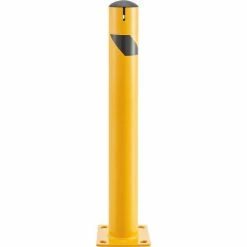 Global Industrial™ Steel Bollard w/Chain Slots & Removable Cap, 4-1/2"Dia. x 36"H, Yellow