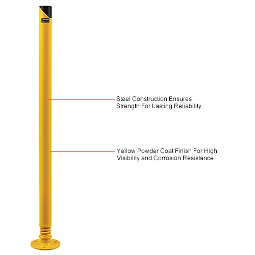 Global Industrial Spring Loaded Bollard, 42” H x 2-1/2” Diameter, Powder Coated Yellow - Image 5