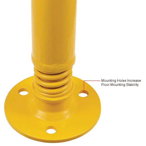 Global Industrial Spring Loaded Bollard, 42” H x 2-1/2” Diameter, Powder Coated Yellow - Image 6