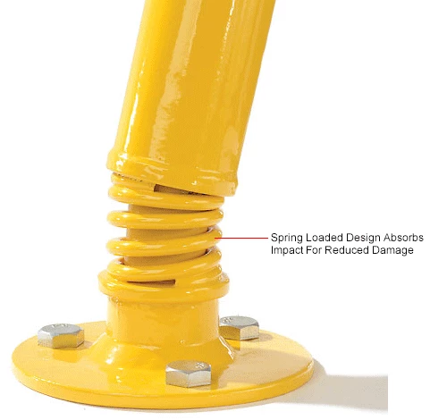 Global Industrial Spring Loaded Bollard, 42” H x 2-1/2” Diameter, Powder Coated Yellow - Image 7