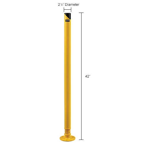 Global Industrial Spring Loaded Bollard, 42” H x 2-1/2” Diameter, Powder Coated Yellow - Image 8