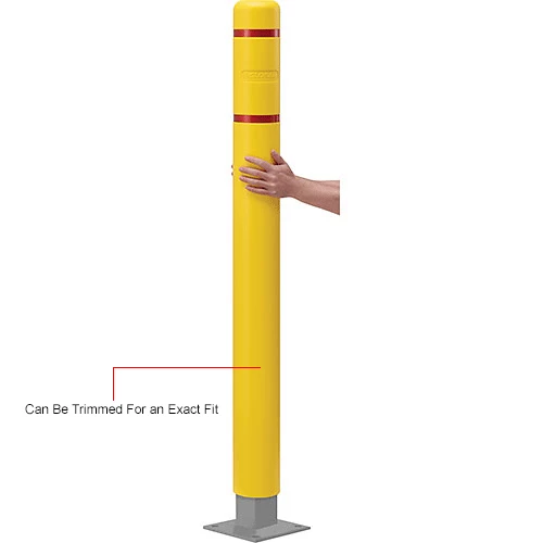 Global Industrial™ Bollard Post Sleeve, 4" D x 52" H, Yellow With Red Tape, HDPE - Image 8