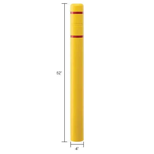Global Industrial™ Bollard Post Sleeve, 4" D x 52" H, Yellow With Red Tape, HDPE - Image 9