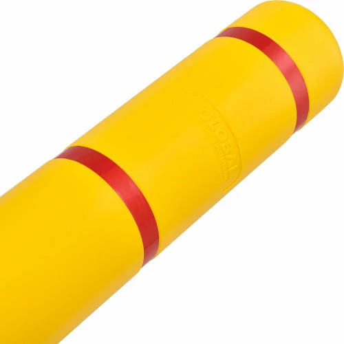 Global Industrial™ Bollard Post Sleeve, 4" D x 52" H, Yellow With Red Tape, HDPE - Image 4