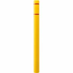Global Industrial™ Bollard Post Sleeve, 4" D x 64" H, Yellow With Red Tape, HDPE