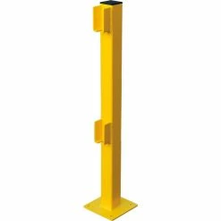Global Industrial™ Steel Lift-Out Guard Rail End Post, Double-Rail, 42"H, Yellow