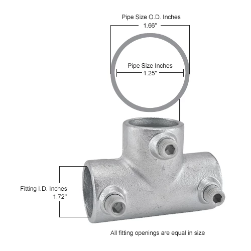 Global Industrial Pipe Fitting - 90 Degree Three Socket Tee 1-1/4" Dia. - Image 6
