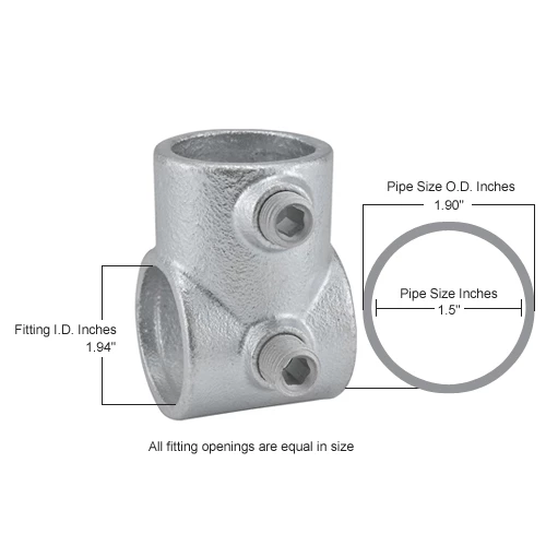 Global Industrial™ Pipe Fitting - Single Socket Tee 1-1/2" Dia. - Image 6