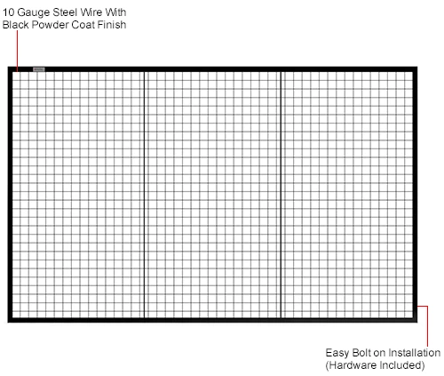 Global Industrial Machine Wire Guard Panel, 8'W, Black - Image 6