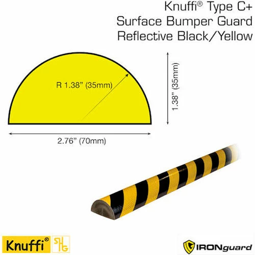 Knuffi® C+ Corner Bumper Guard, 3.28', Reflective Black/Yellow, 60-6883 - Image 2