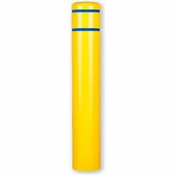 Post Guard® Bollard Cover 10 7/8" Dia. x 60" H, Yellow/Blue Tape