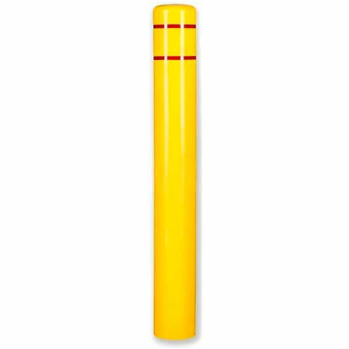 Post Guard® Bollard Cover 3507R, 10-7/8"Dia. X 60"H, Yellow W/Red Tape