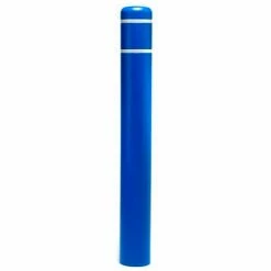 Post Guard® Bollard Cover 3508W, 8-7/8"Dia. X 72"H, Blue W/White Tape